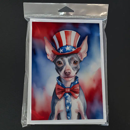 American Hairless Terrier Patriotic American Greeting Cards Pack of 8