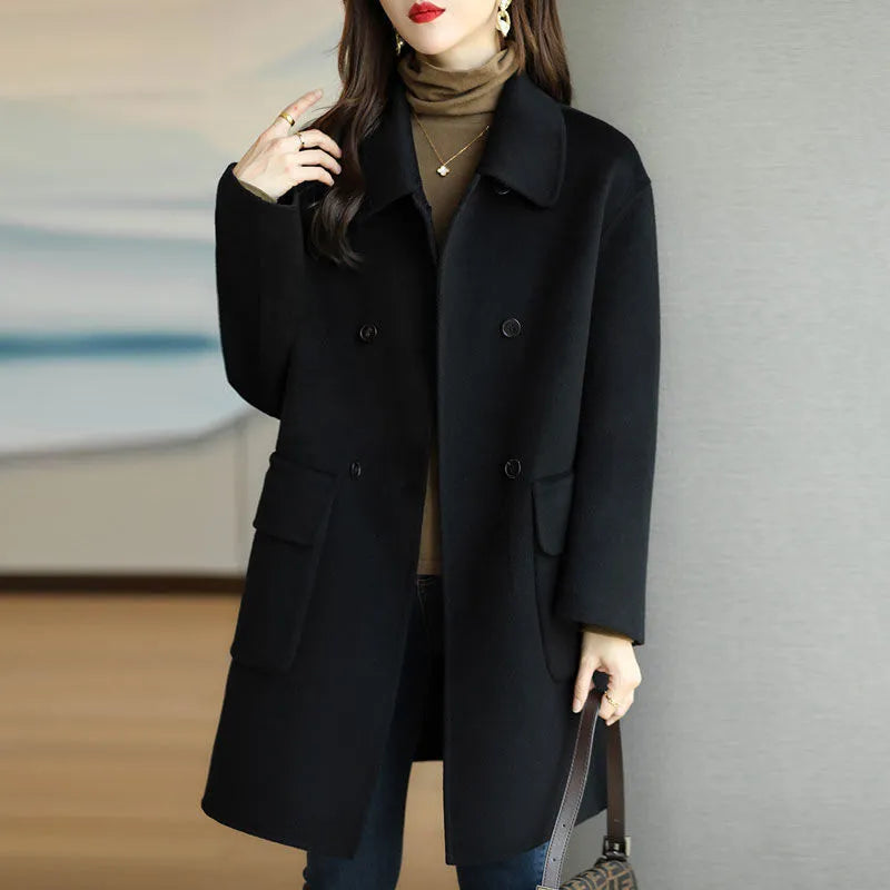 Slim Fit And Mid Length Woolen Coat Fashion