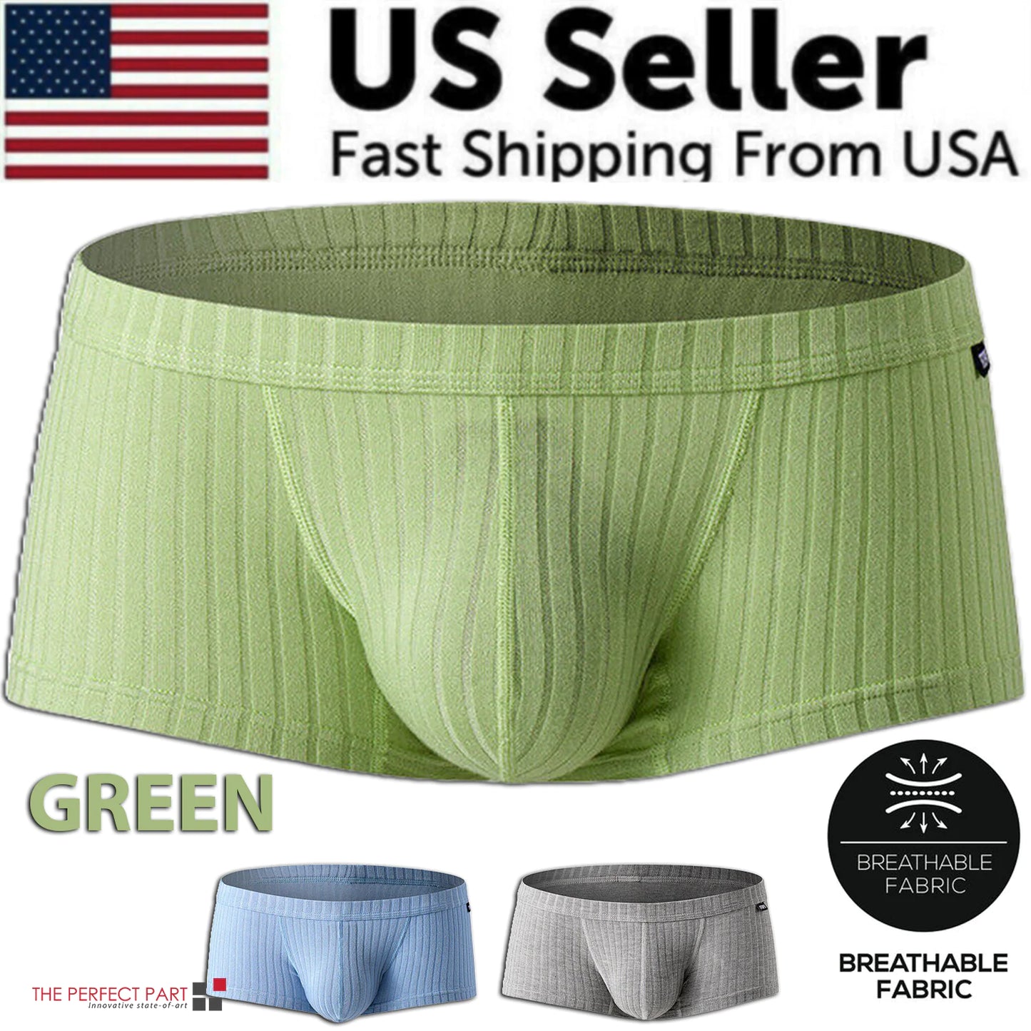 Men's Sexy Underwear Low waist Briefs U Pouch Boxers Striped Shorts Underpants