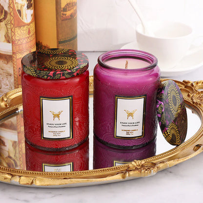 Embossed Glass Soy Aromatherapy Candles