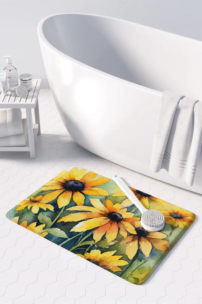 Maryland Black-Eyed Susans in Watercolor Memory Foam Kitchen Mat