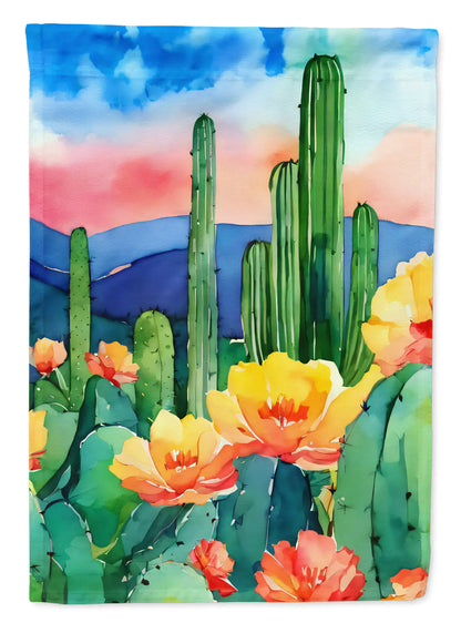 Arizona Saguaro Cactus Blossom in Watercolor Garden Flag