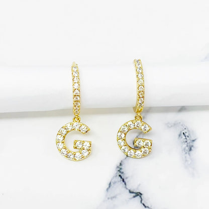 Crystal Initial Drop Earrings