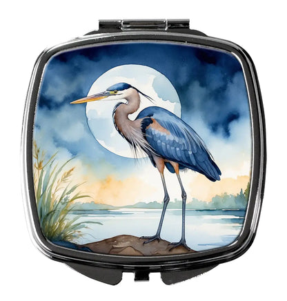 Blue Heron Under the Moonlight Compact Mirror