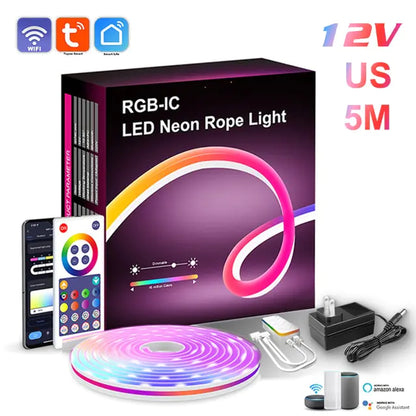 Barra de Luz Neon LED RGB com WiFi, Controle por App e Voz, Sincronização com Música – Ideal para Iluminação de Fundo de TV e Decoração de Ambientes