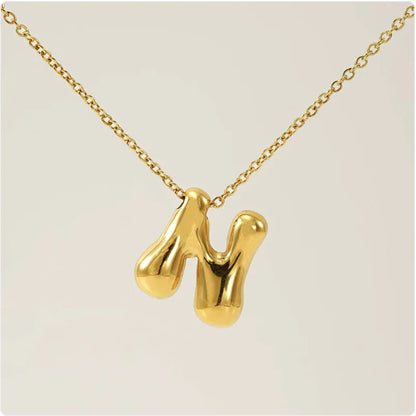 Women's Glossy Bubble Letter Pendant Necklace