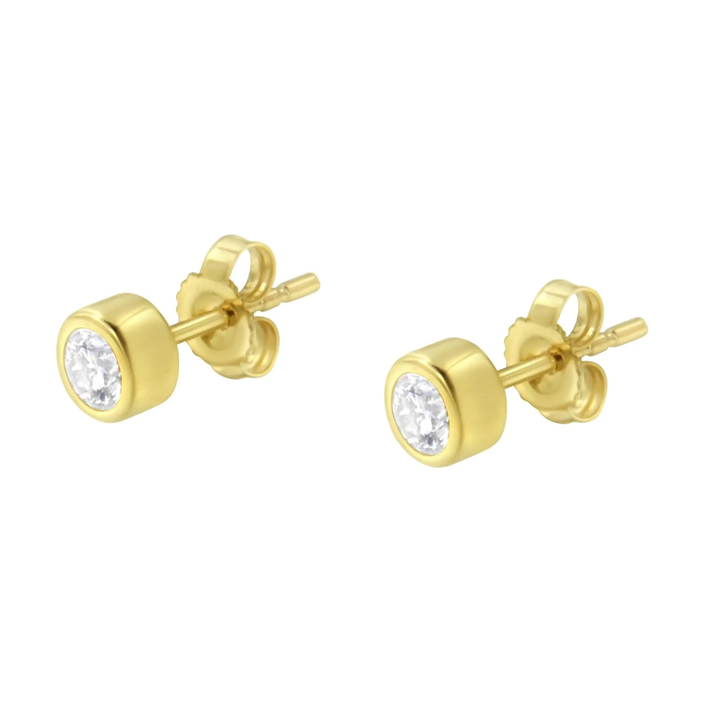 10K Gold 0.30 Cttw Round Brilliant-Cut Near Colorless Diamond Bezel-Set Stud Earrings (H-I Color, I1-I2 Clarity)