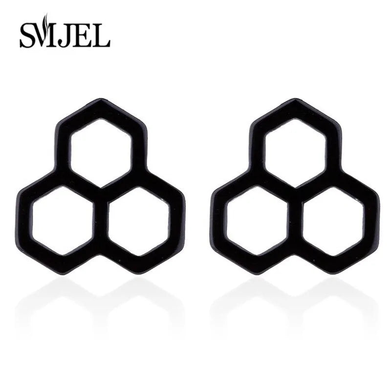 Triple Honeycomb Stud Earrings