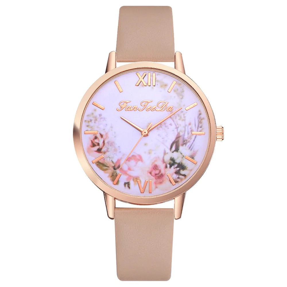 Tan Strap Floral Bee Watch