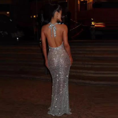 Luminous Halter Dress