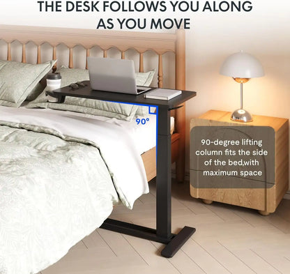 Standing Scroll Table With Hidden Wheels Side Table  Height-adjustable Bed Table Laptop Table