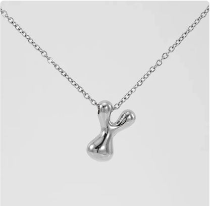 Women's Glossy Bubble Letter Pendant Necklace