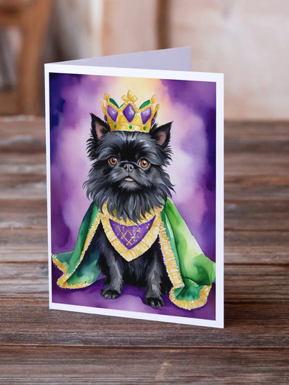 Affenpinscher King of Mardi Gras Greeting Cards Pack of 8