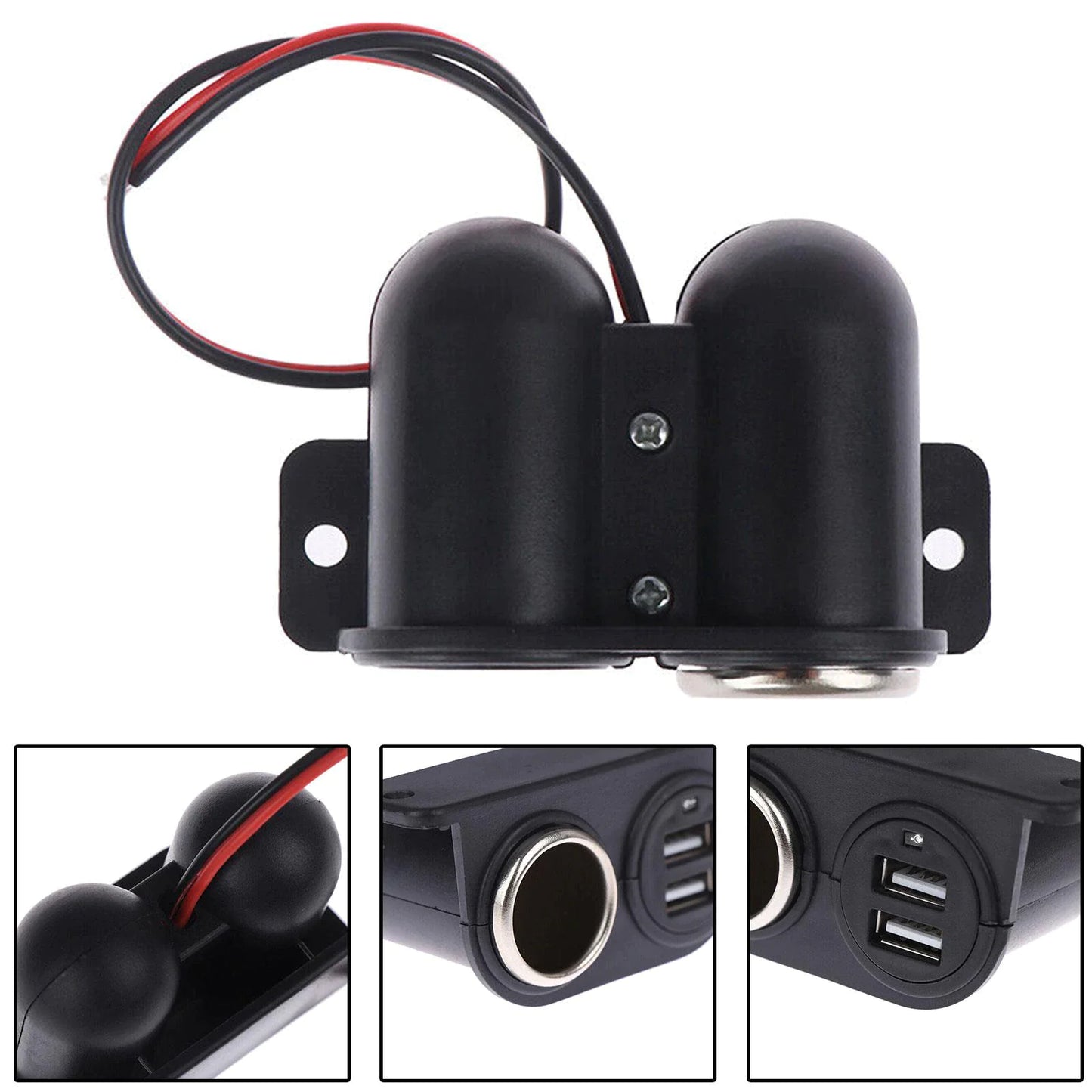 Car Cigarette Lighter Socket Splitter Dual USB Charger Power Adapter Outlet 12V