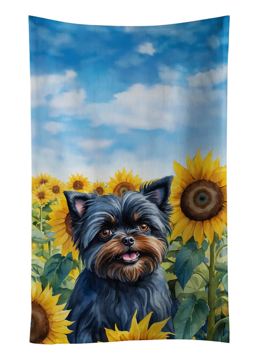 Affenpinscher in Sunflowers Kitchen Towel