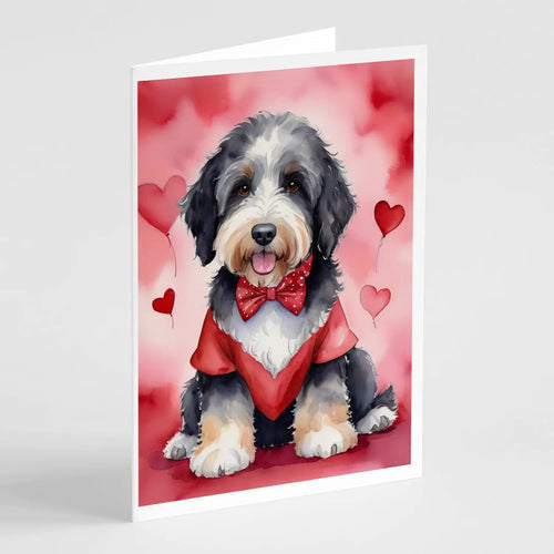 Bernedoodle My Valentine Greeting Cards Pack of 8