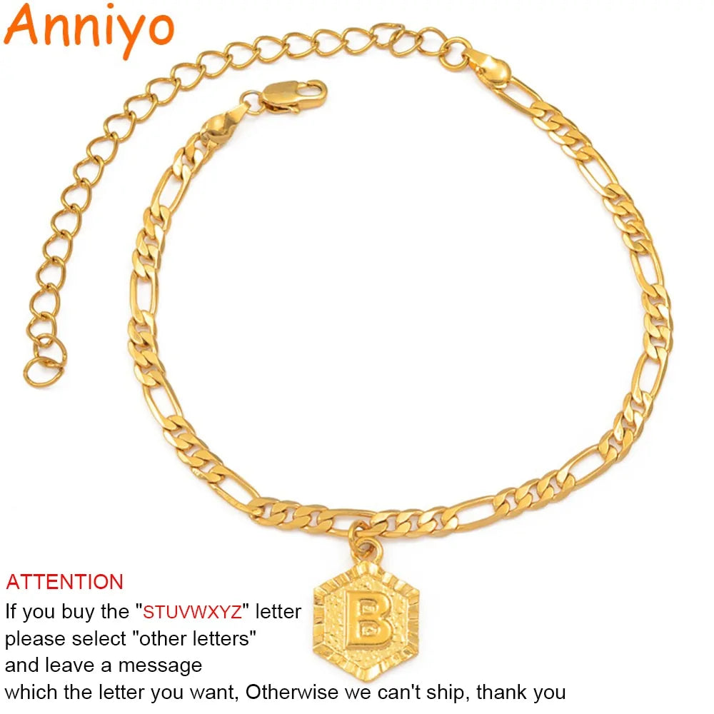 Extender Chain A-Z Initial Letter Anklet for Women