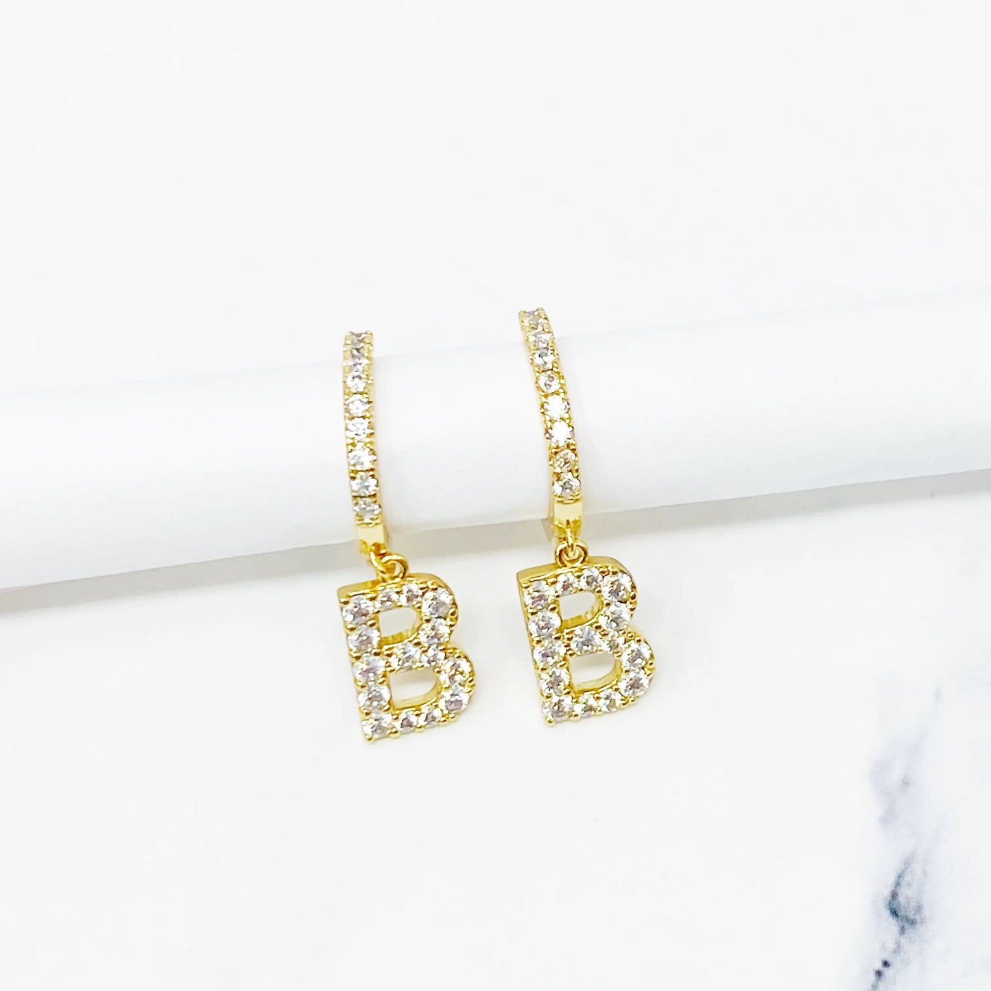 Crystal Initial Drop Earrings