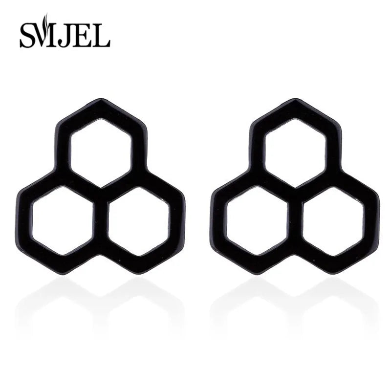 Triple Honeycomb Stud Earrings