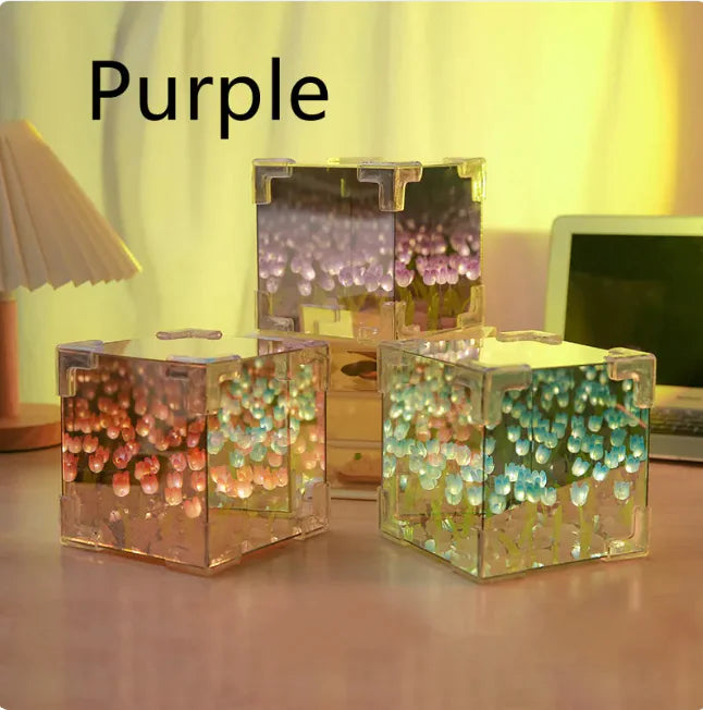 Bloom Cube 3D Tulip Night Light