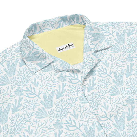 Coral Reef Resort Button Down Hawaiian Shirt - Coastal Summer 2024 Collection