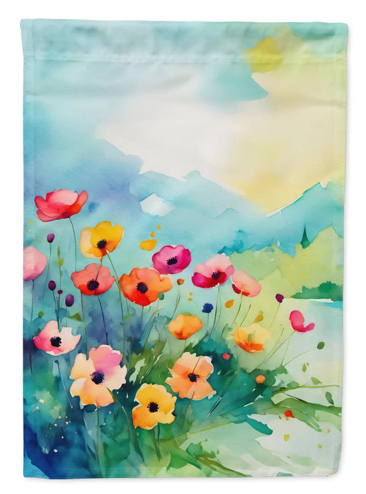 Anemones in Watercolor Garden Flag