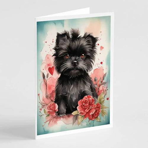 Affenpinscher Valentine Roses Greeting Cards Pack of 8