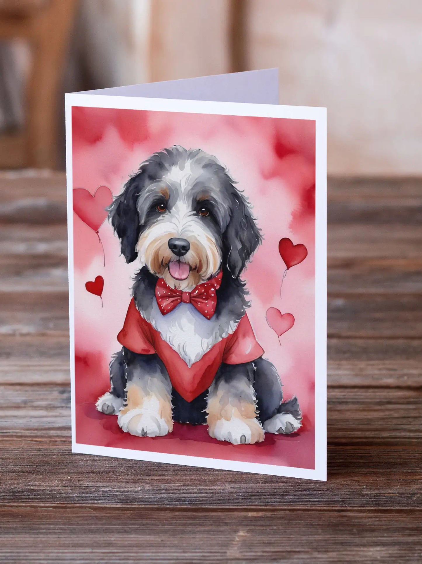 Bernedoodle My Valentine Greeting Cards Pack of 8