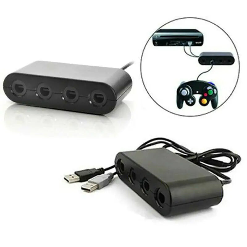 GameCube Controller Adapter 4 Port For Nintendo Switch Wii U & PC USB NEW TURBO