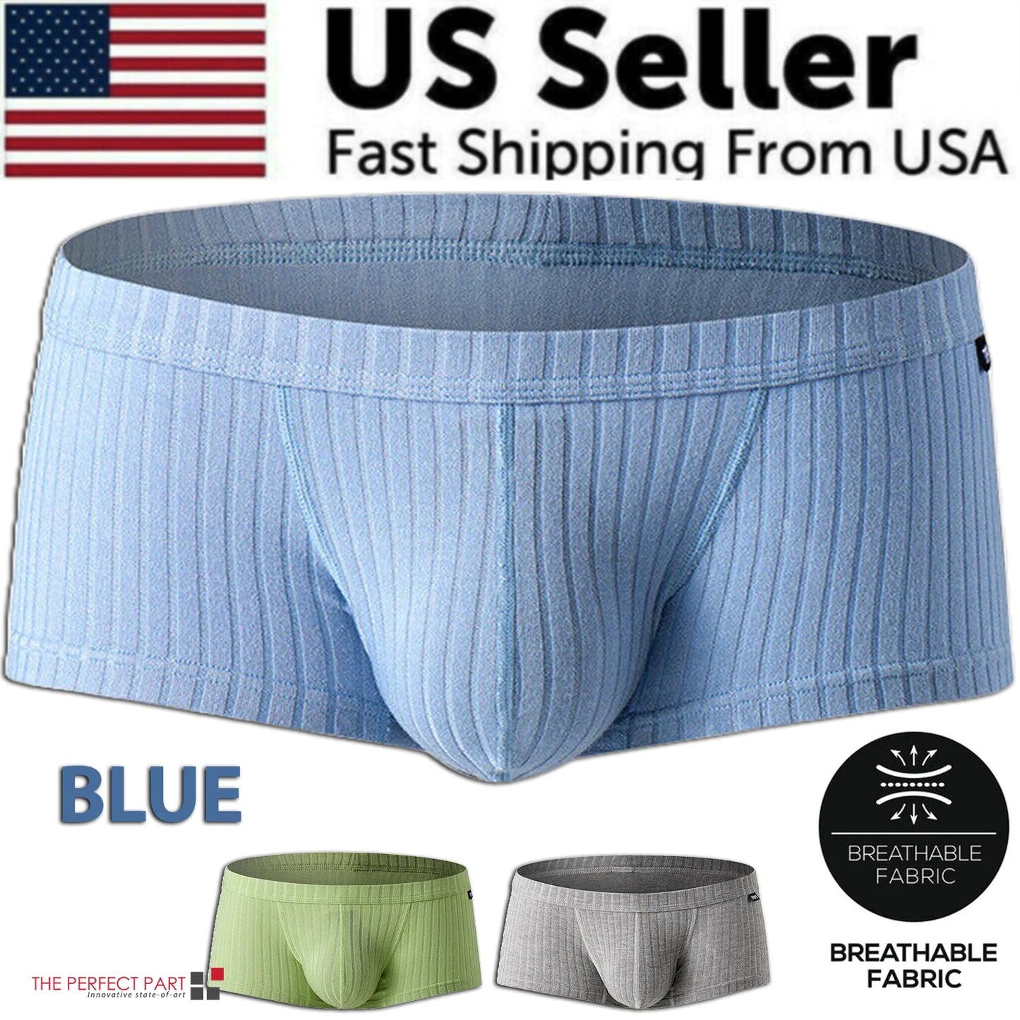 Men's Sexy Underwear Low waist Briefs U Pouch Boxers Striped Shorts Underpants