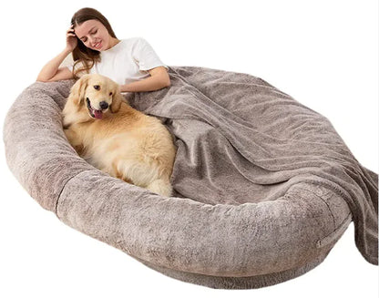 Large Human Short Plush Dog Bed