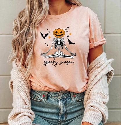 Spooky Season Shirt, Spooky Pumpkin Shirt, Halloween Skeleton Shirt