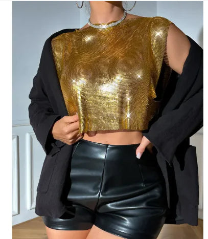 Women's Sequin Metallic Top