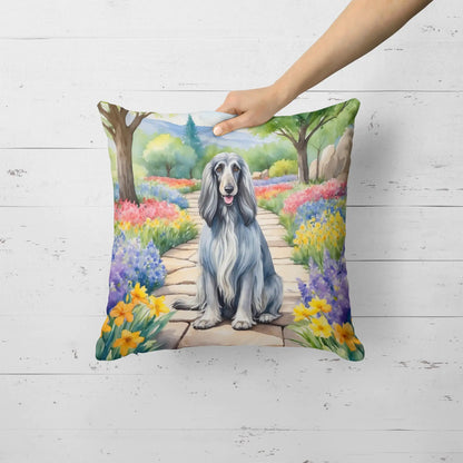 Afghan Hound Spring Garden Throw Pillow