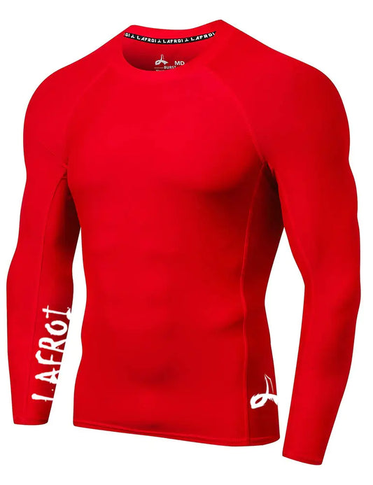 LAFROI Men's Long Sleeve UPF 50+ Baselayer Skins Performance Fit Compression Rash Guard-CLYYB XX-Large Asym Red