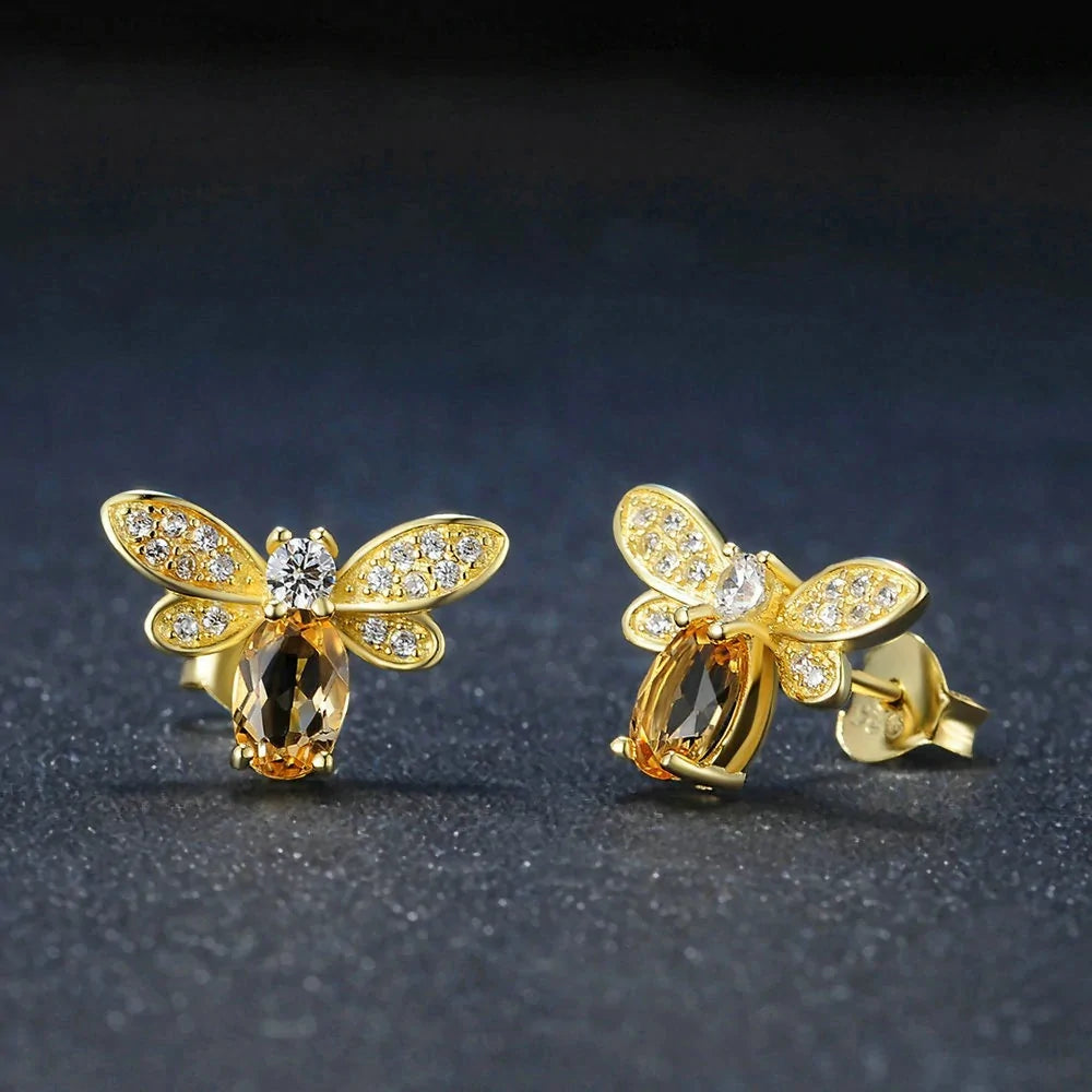 Big Crystal Bee Earrings