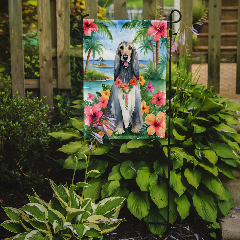 Afghan Hound Luau Garden Flag