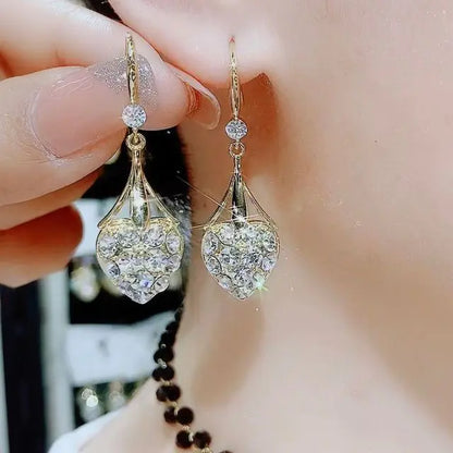 Opal Flower Tassel Earrings Set