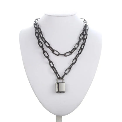 Double Layer Lock Chain Necklace