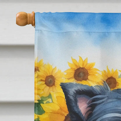 Affenpinscher in Sunflowers House Flag