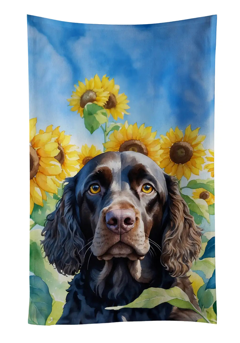 American Water Spaniel in Sunflowers Kitchen Towel