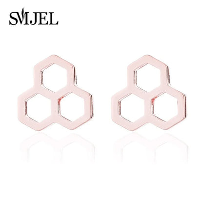 Triple Honeycomb Stud Earrings