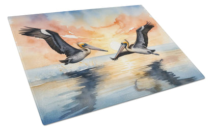 Pelicans Flying Glass Cutting Board