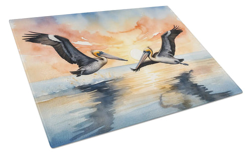 Pelicans Flying Glass Cutting Board