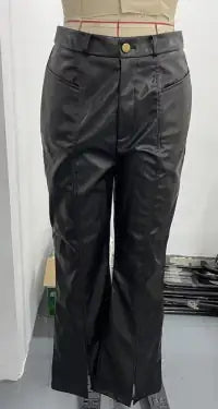 Split Flared Leather Pants