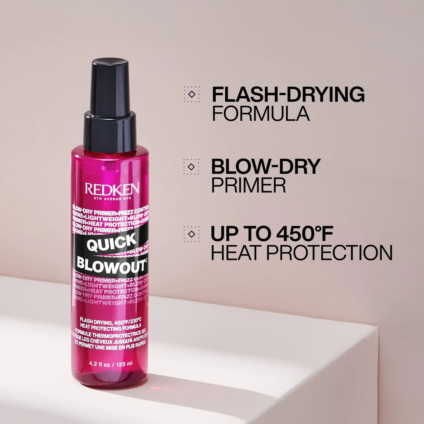 Redken Quick Blowout Heat Protection Spray | Blow Dry Primer to Reduce Styling Time | Smooths & Adds Shine | Lightweight Blowdry Heat Protectant Spray for Hair | For All Hair Types 4.2 Fl Oz (Pack of 1)