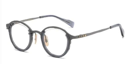 Pure Titanium Oval Glasses Frame with Myopia Lenses