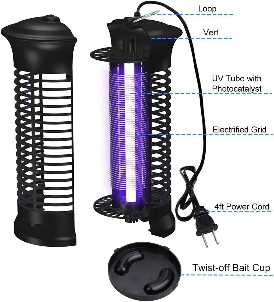 Electric Fly Gnat Killer Lamp Pests Fly Insect Trap Mosquito Bug Zapper 4,000V