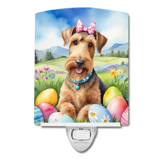 Airedale Terrier Easter Egg Hunt Ceramic Night Light