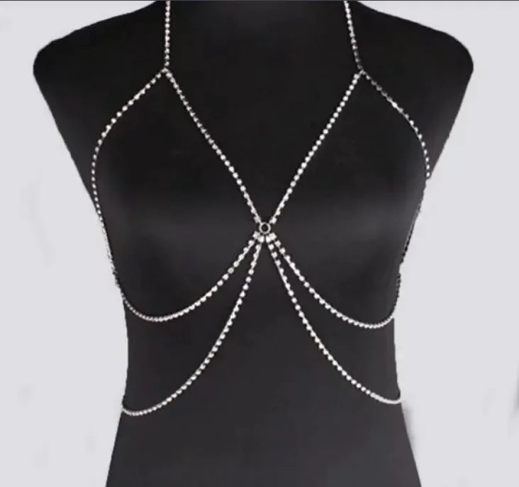 Rhinestone Halterneck Bikini Chain